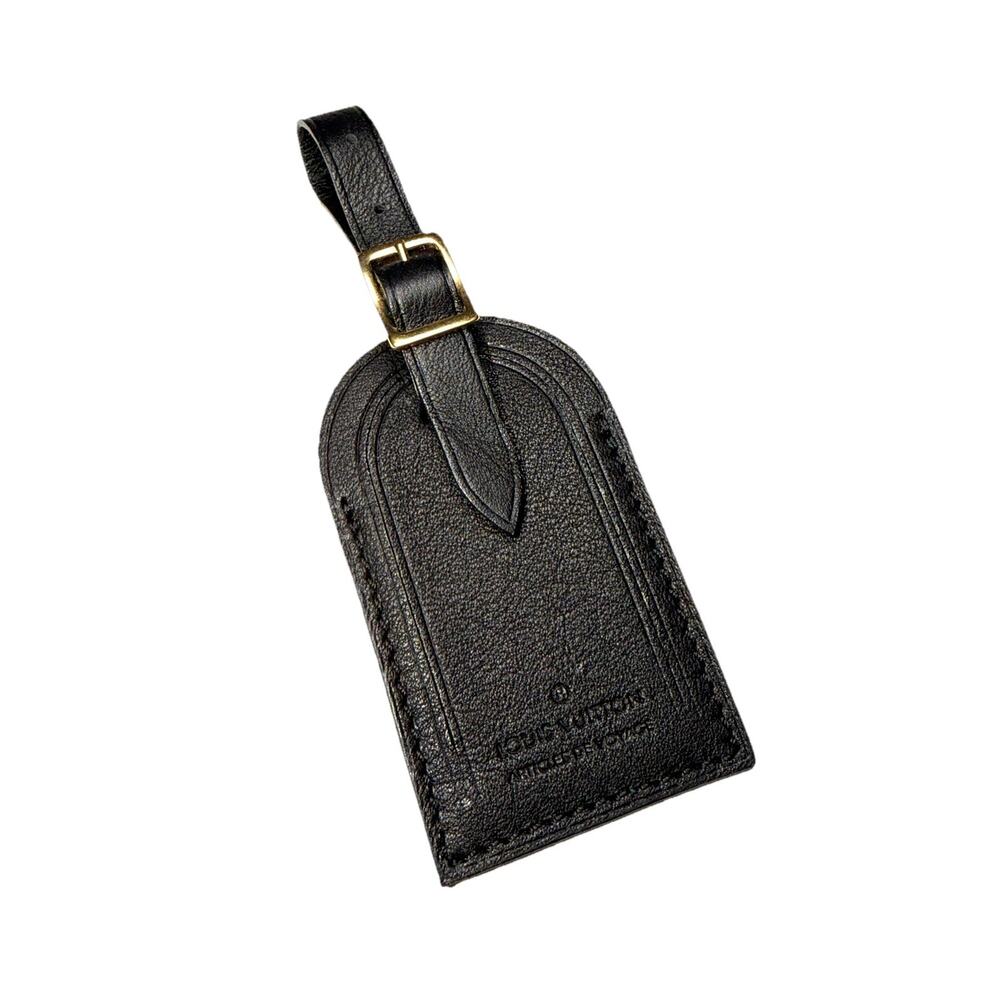 Louis Vuitton Articles De Voyage Black Leather Tag Gold-tone Luggage Tag France